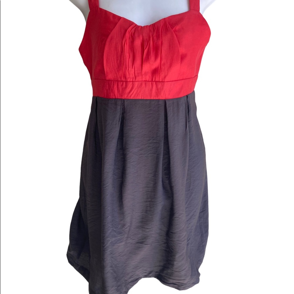 NWT Ladies Junior Ya Dress Medium Brown Coral Empire Waist Sleeveless Colorblock